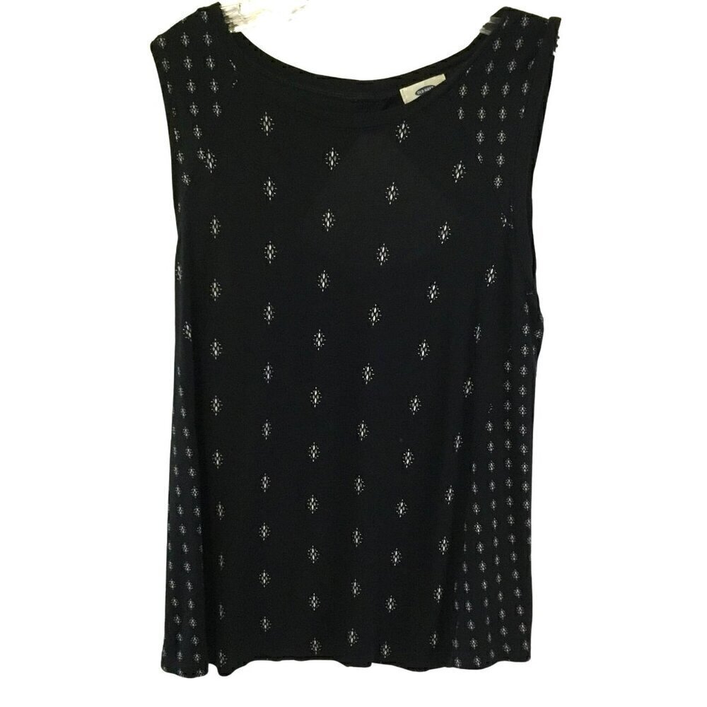 Old Navy Tank Top Peek-A-Boo Sleeveless Pullover Black White Women's Size Large
